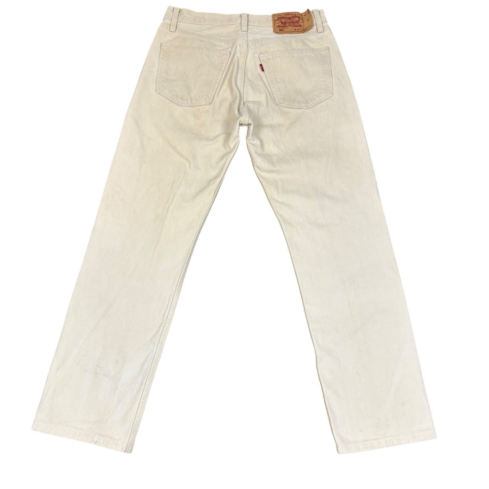 Levi's Jeans Mens 30 Cream 501 Original Fit Straight Leg Button Fly Off-White - Picture 2 of 10